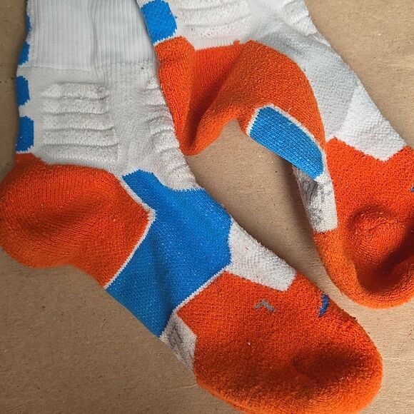 Nike size small socks 1 Pair Dri Fit Higg Tube White Orange Blue Lightening Bolt - Picture 16 of 16